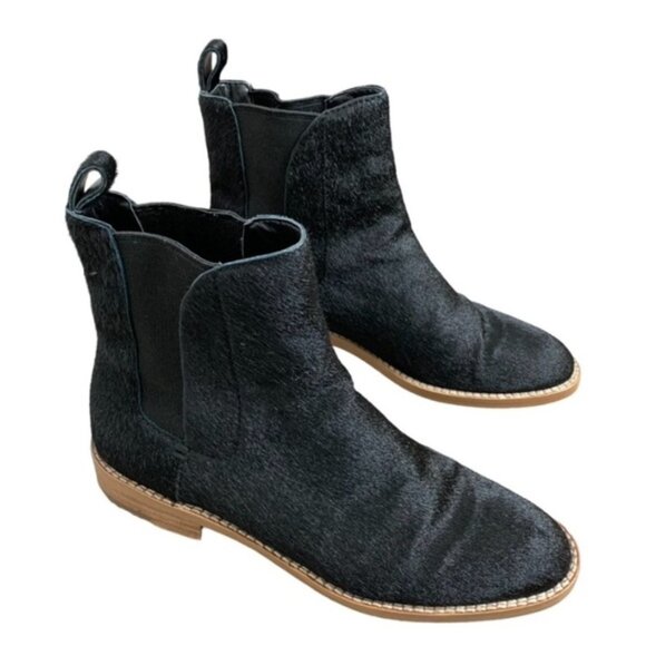 1. State Women’s Chelsea Boots Pony Hair Black Pull on Round toe Booties Size 6 - Picture 3 of 16
